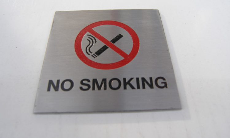 100mmx100mm Brushed stainless steel 'no smoking' sign