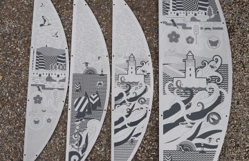 Laser etching - 2 Metre high laser cut & etched stainless steel