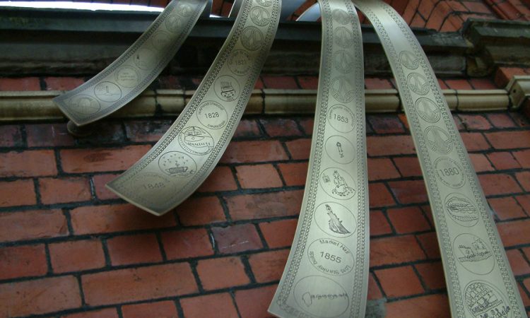 Parts of a sculpture at Holyhead railway station
