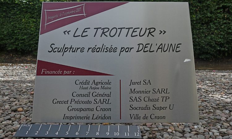 Brushed stainless steel engraved and filled