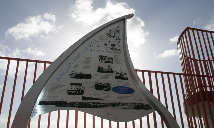 Part of a series of signs for Arbroath harbour area