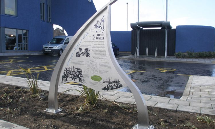 Part of a series of signs for Arbroath harbour area