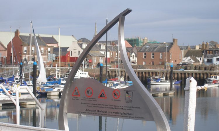 Part of a series of signs for Arbroath harbour area