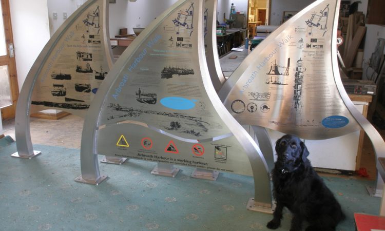 Part of a series of signs for Arbroath harbour area