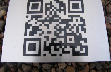 QR code on an aluminium sign