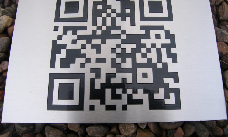 QR code on an aluminium sign